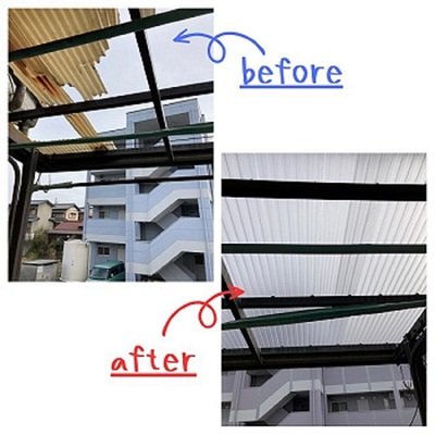 *＊　テラス屋根張替工事　＊*